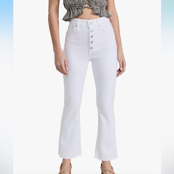 NWT Rag & Bone | Casey High Rise Ankle Cropped Flare White 25 - Picture 4 of 16